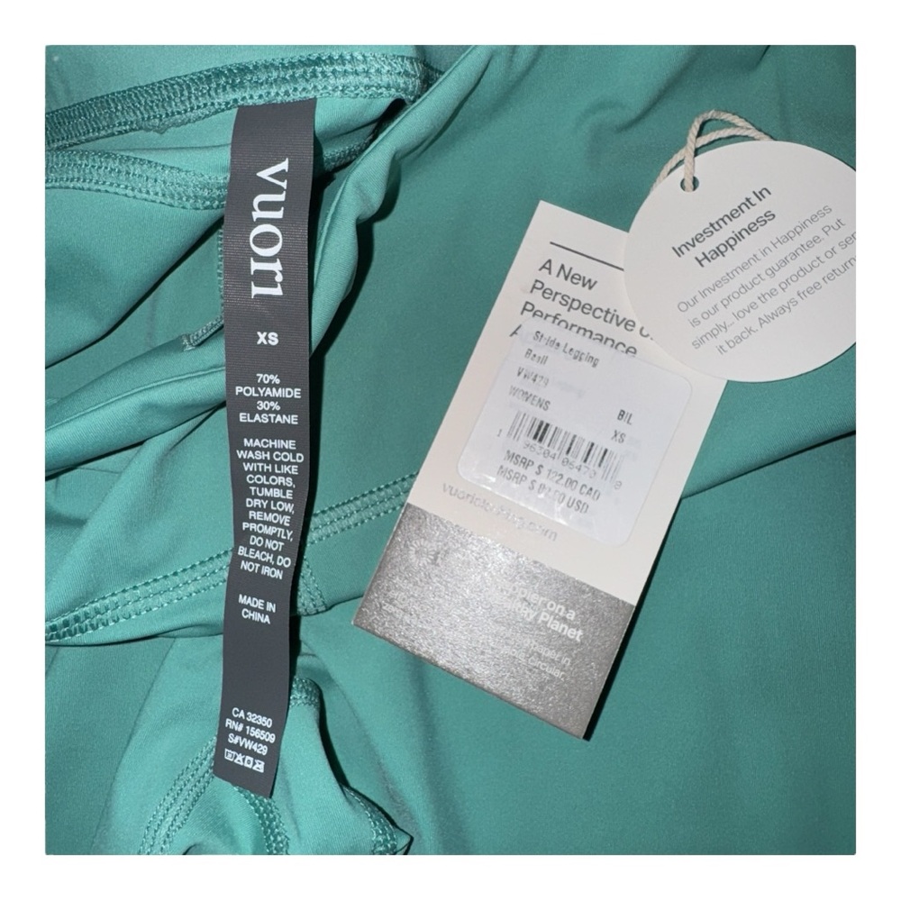 Vuori Stride 7/8 Pocket Leggings Basil Green XS Running Yoga Athleisure - Picture 8 of 8